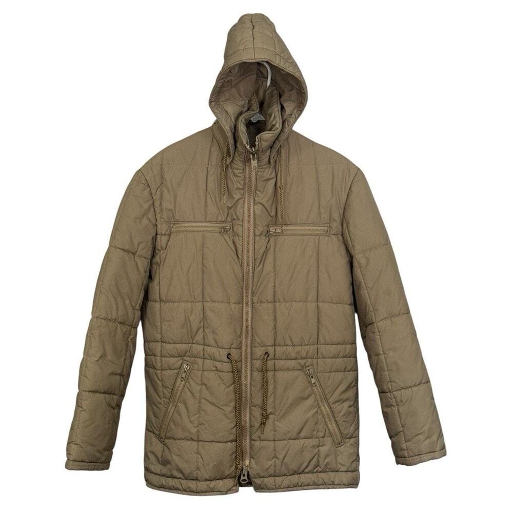 VTG London Fog Outdoors Unlimited‎ Men's Khaki Quilted Coat With Hood 38 Regular